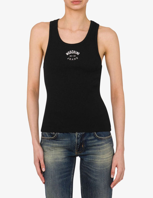 Camiseta Moschino de Tirantes con Logo Negra Mujer