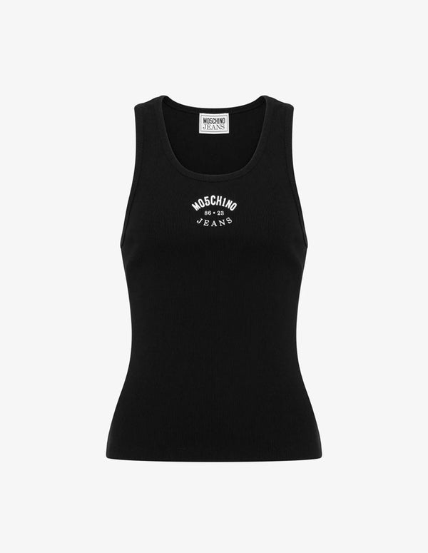 Camiseta Moschino de Tirantes con Logo Negra Mujer