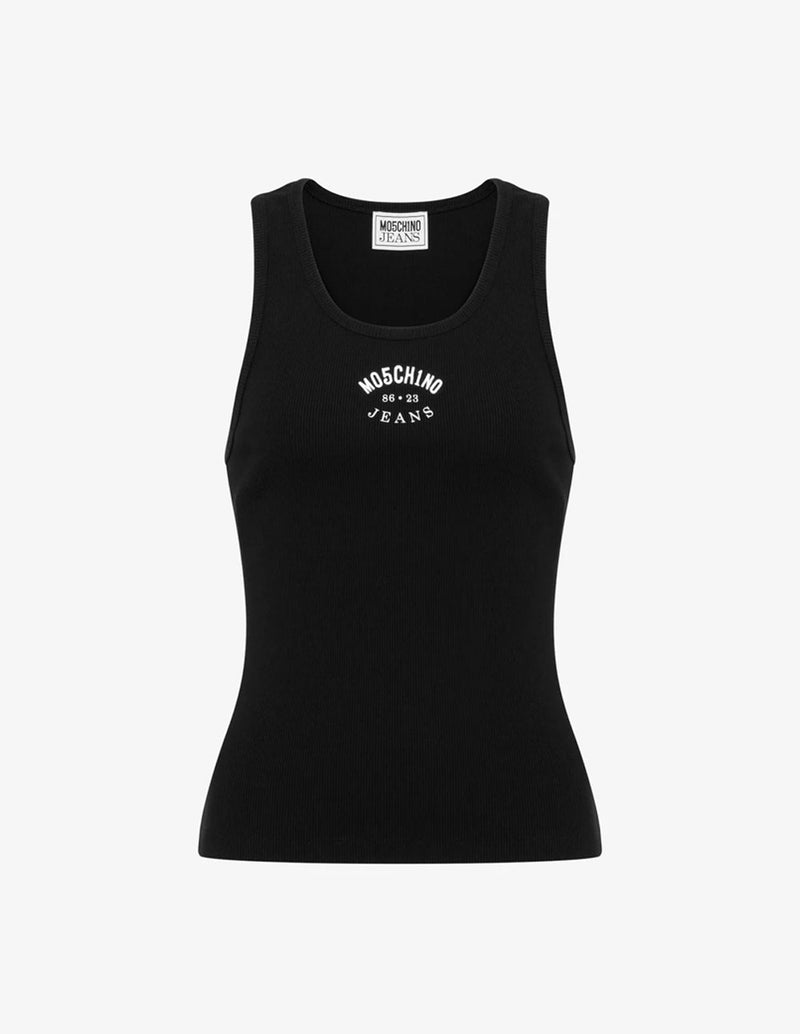 Camiseta Moschino de Tirantes con Logo Negra Mujer