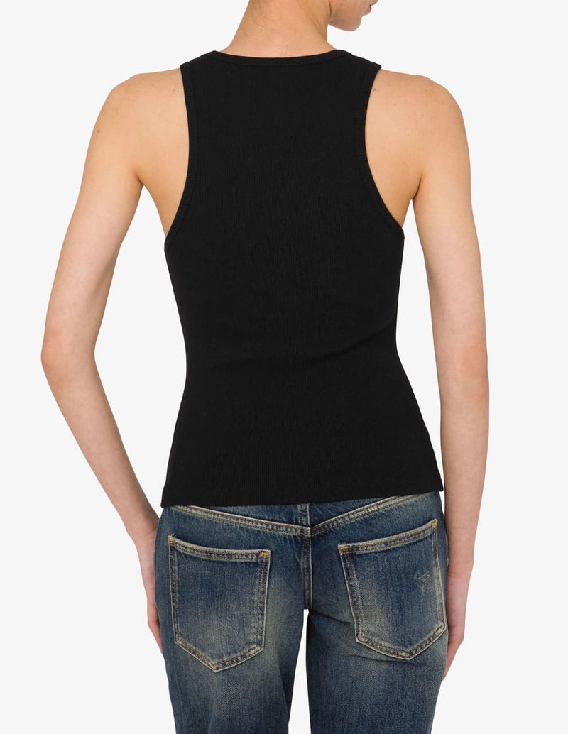 Camiseta Moschino de Tirantes con Logo Negra Mujer