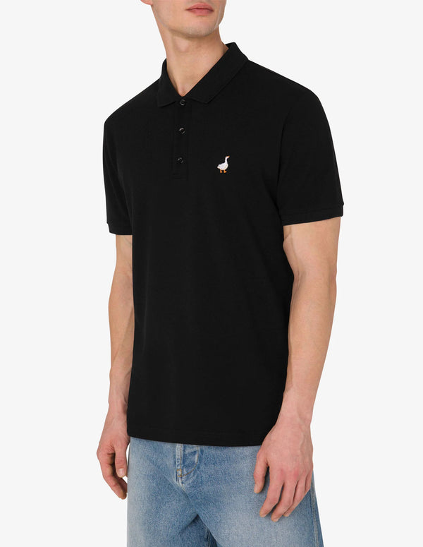 Polo Moschino Goose Embroidery Negro Hombre