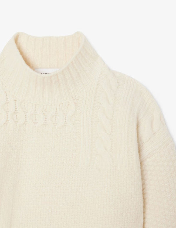 Jersey Lacoste con Efecto Patchwork Beige Mujer