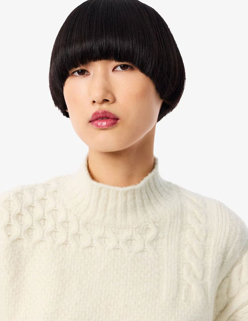 Jersey Lacoste con Efecto Patchwork Beige Mujer