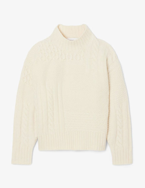 Jersey Lacoste con Efecto Patchwork Beige Mujer