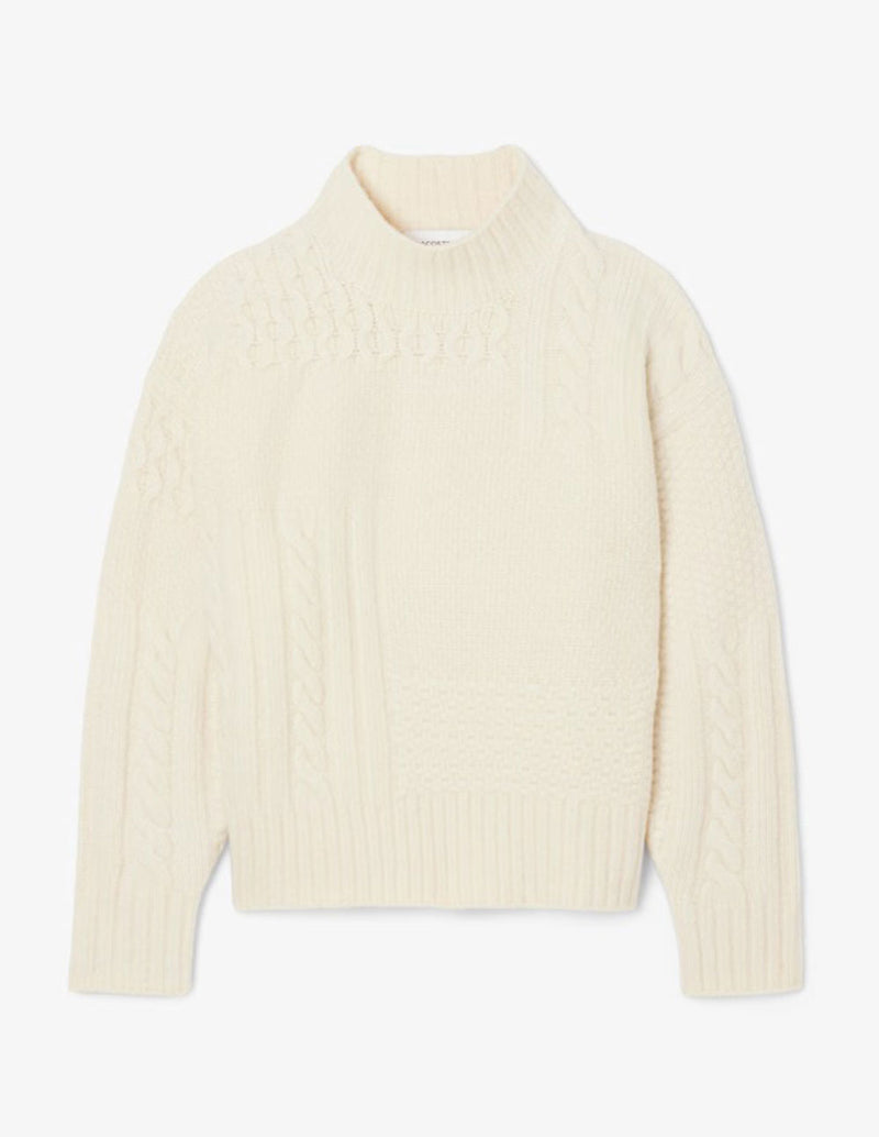 Jersey Lacoste con Efecto Patchwork Beige Mujer