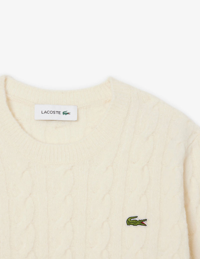 Jersey Lacoste de Punto con Ochos Beige Mujer