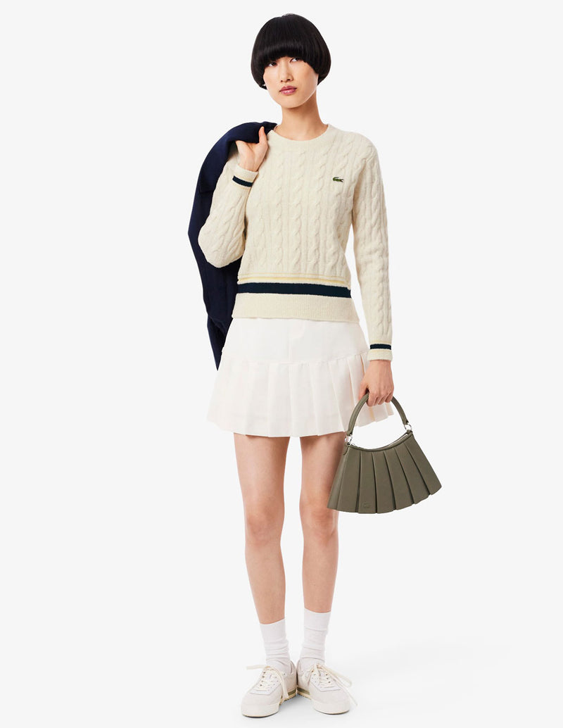 Jersey Lacoste de Punto con Ochos Beige Mujer