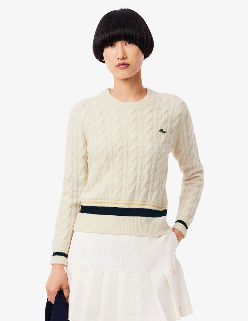 Jersey Lacoste de Punto con Ochos Beige Mujer