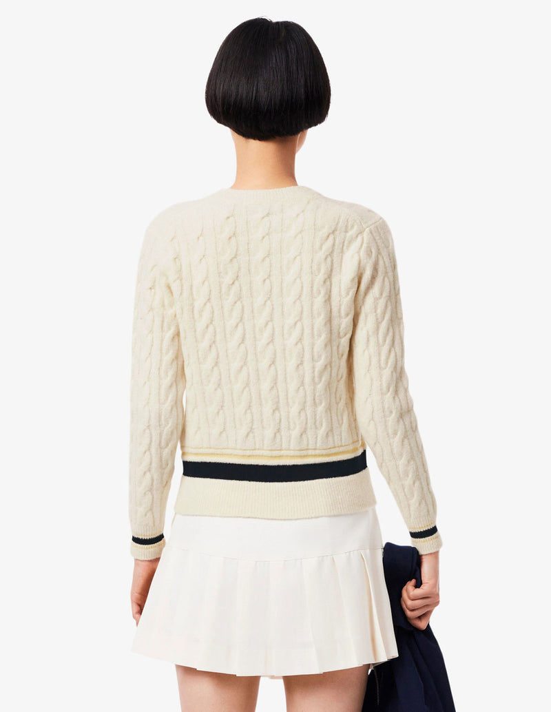 Jersey Lacoste de Punto con Ochos Beige Mujer