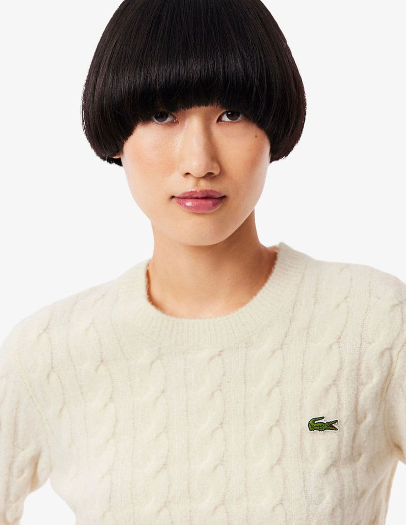 Jersey Lacoste de Punto con Ochos Beige Mujer