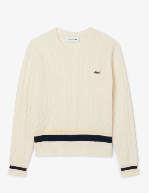 Jersey Lacoste de Punto con Ochos Beige Mujer