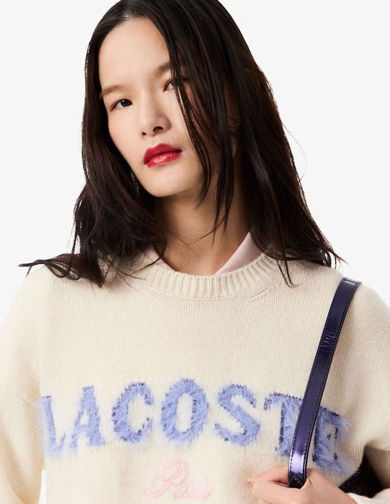 Jersey Lacoste con Logo Beige Mujer