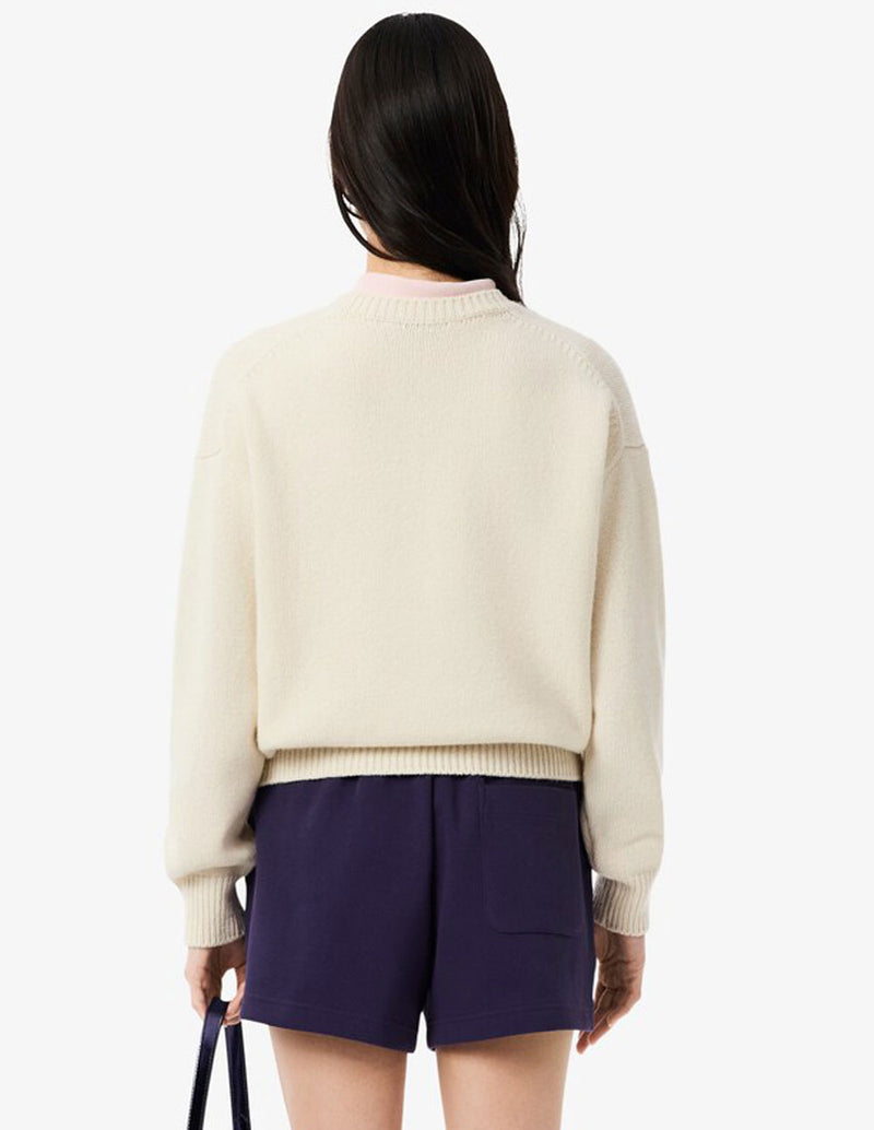Jersey Lacoste con Logo Beige Mujer