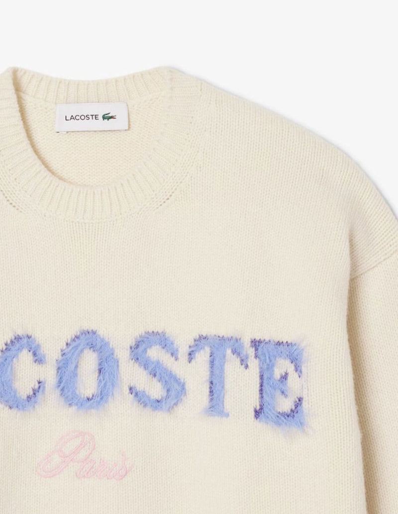 Jersey Lacoste con Logo Beige Mujer