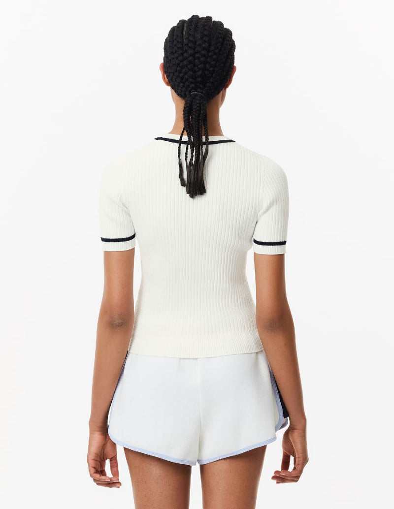 Jersey Lacoste en Punto 3D sin Costuras Blanco Mujer