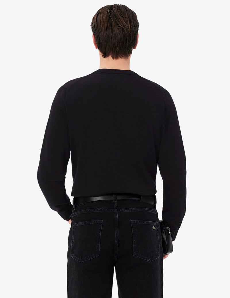 Jersey Lacoste de Cuello Pico Negro Hombre