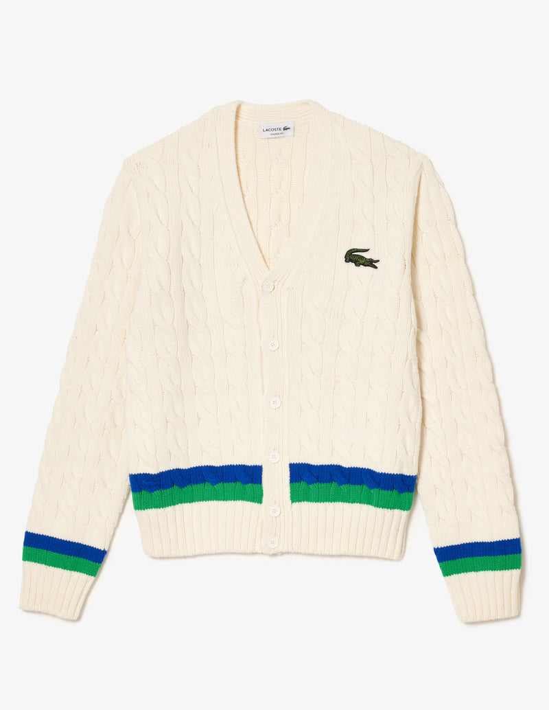 Chaqueta Lacoste de Punto de Ochos Blanca Hombre