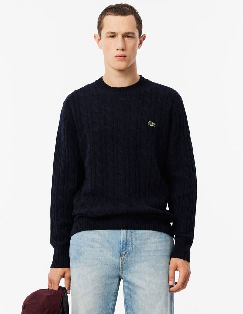Jersey Lacoste de Lana con Ochos Azul Marino Hombre