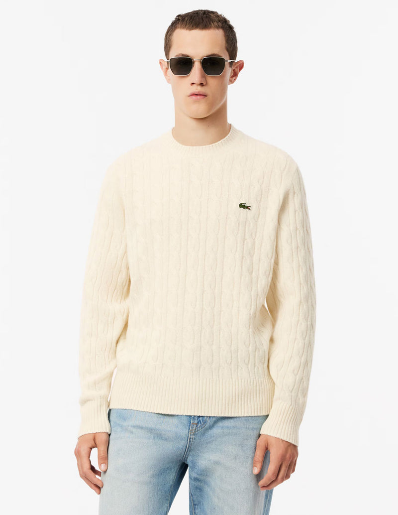 Jersey Lacoste de Lana con Ochos Beige Hombre