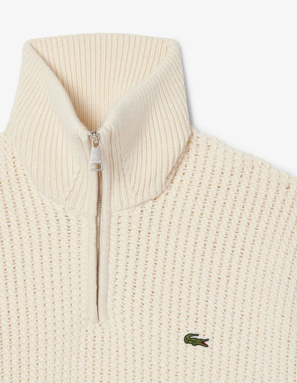 Jersey Lacoste con Media Cremallera Beige Hombre