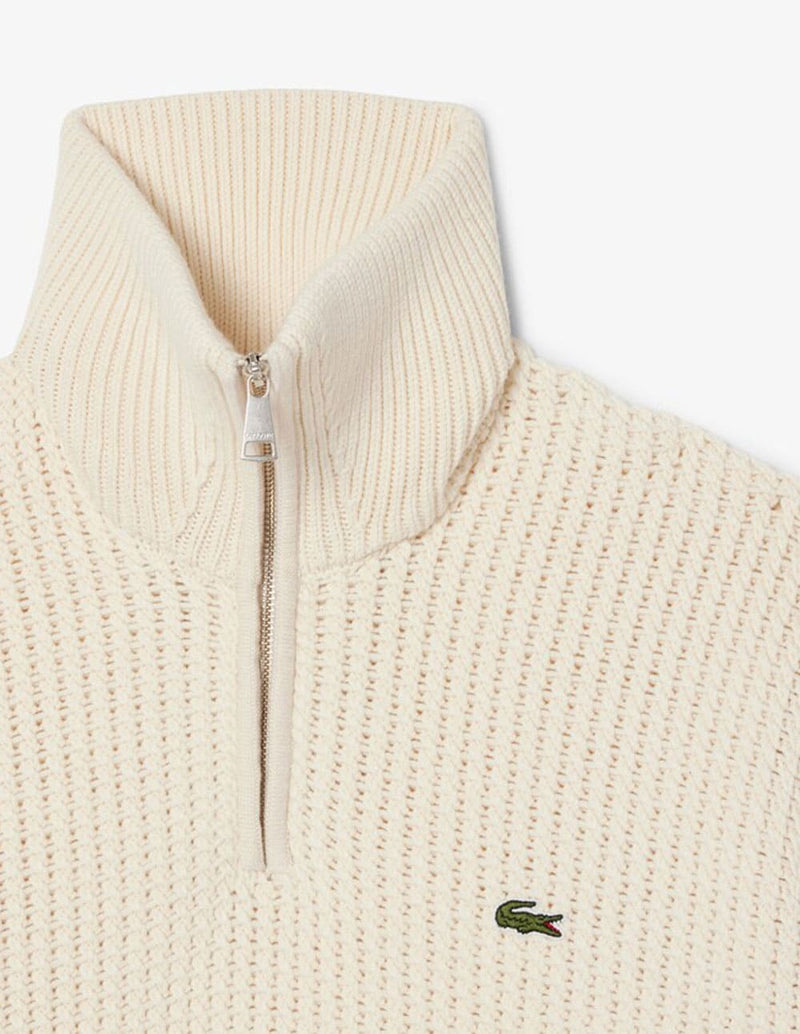 Jersey Lacoste con Media Cremallera Beige Hombre