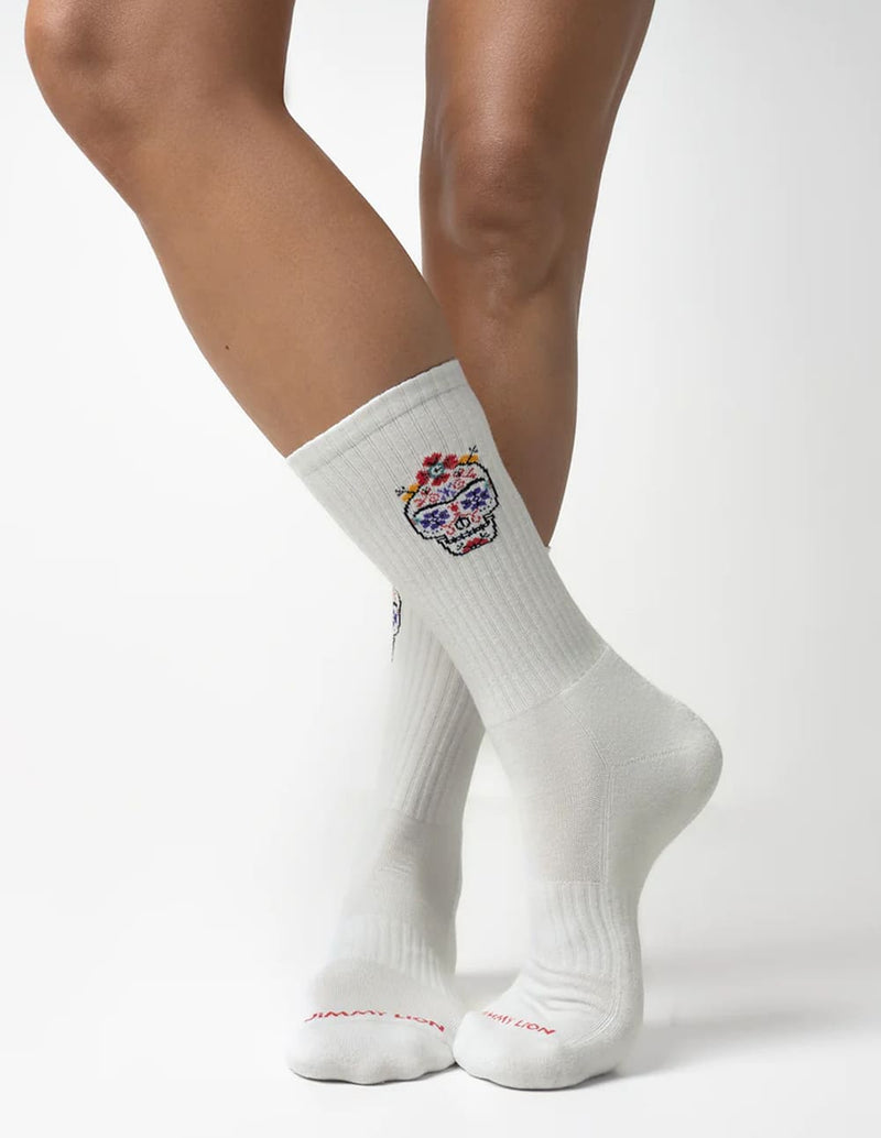 Calcetines Jimmy Lion Athetic Frida Calavera Blancos Unisex