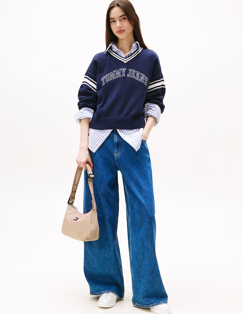 Bolso Tommy Jeans con Logo Beige Mujer 25x 17 x 8