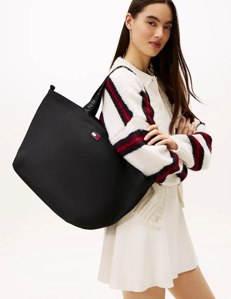 Bolso Tote Tommy Jeans Essential con Inscripción Negro Mujer 52 x 26 x 31