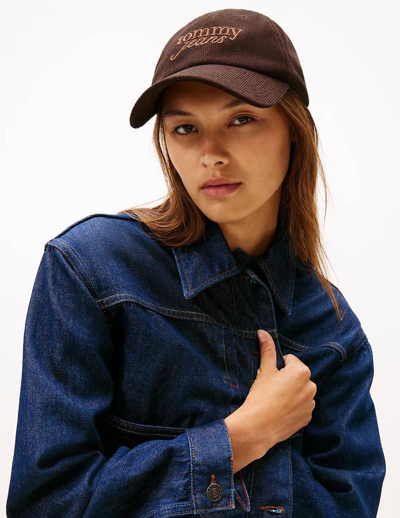 Gorra Tommy Jeans de Pana con Logo Bordado Marrón Unisex
