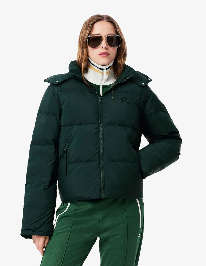 Chaqueta Lacoste Acolchada con Logo Verde Mujer