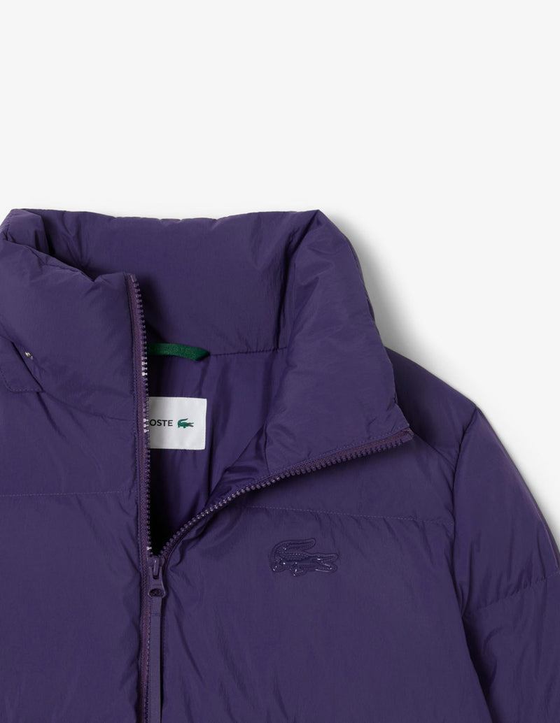 Chaqueta Lacoste Acolchada con Logo Morada Mujer