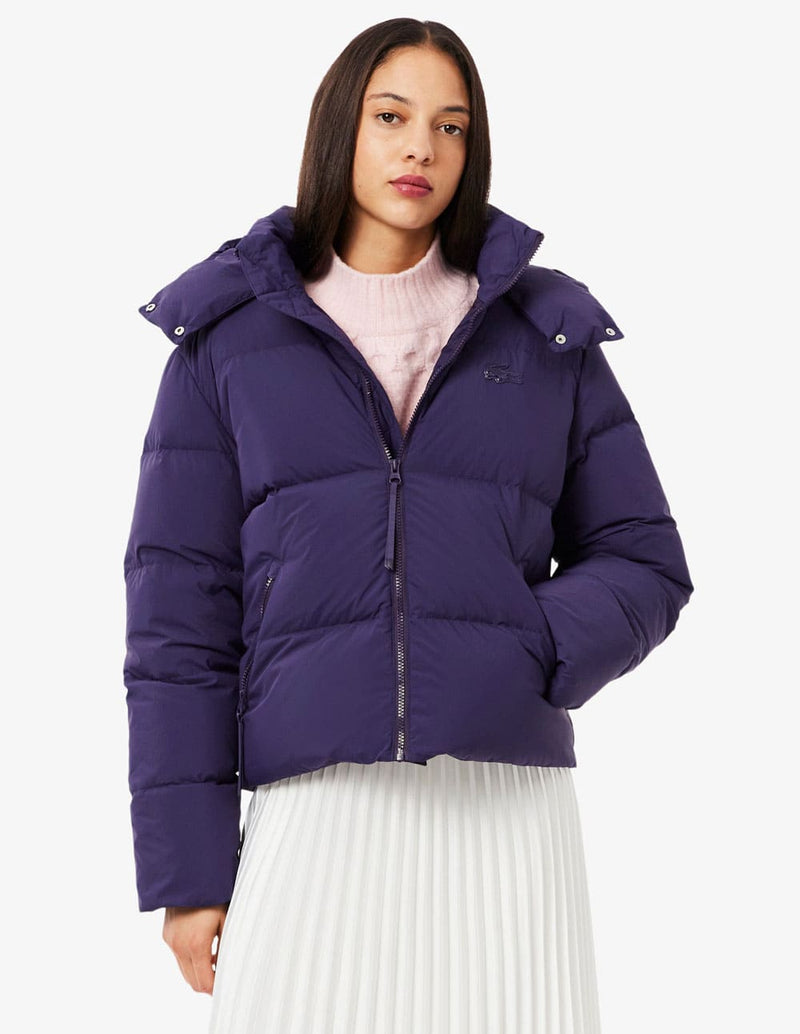 Chaqueta Lacoste Acolchada con Logo Morada Mujer