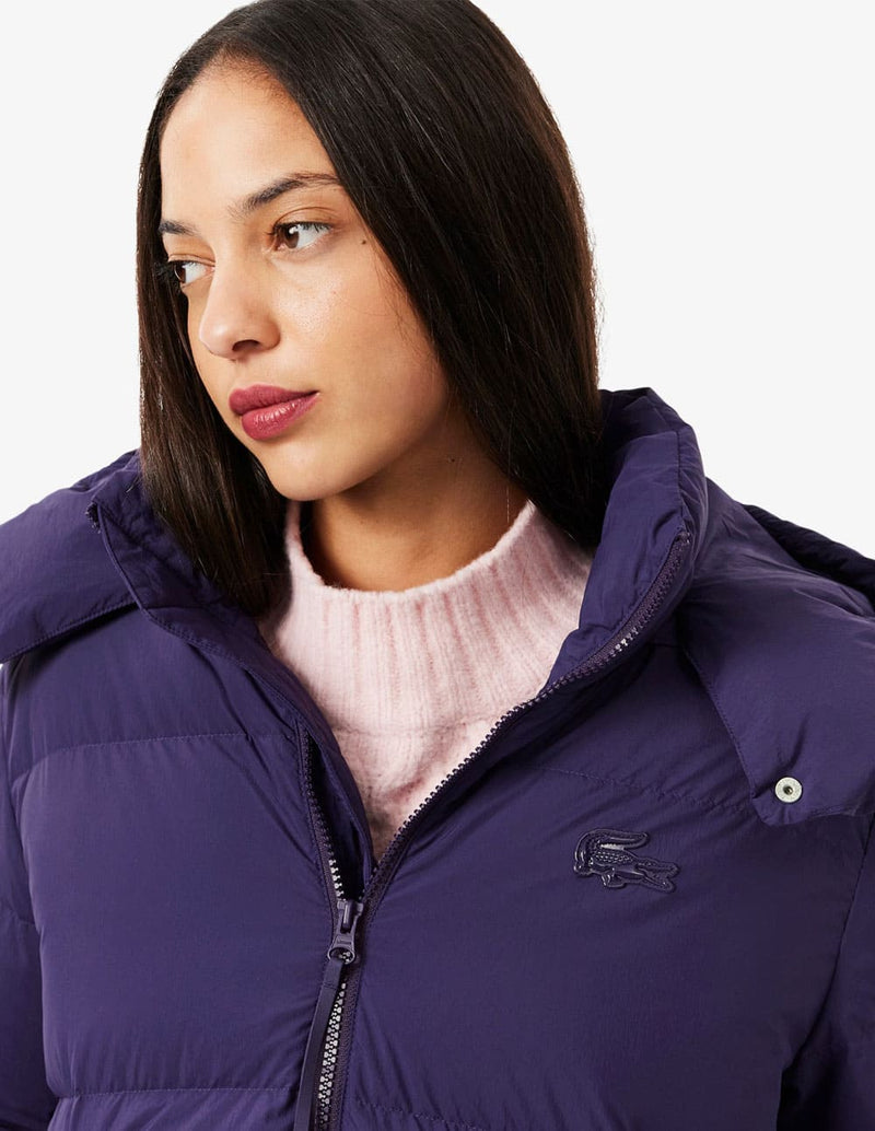 Chaqueta Lacoste Acolchada con Logo Morada Mujer