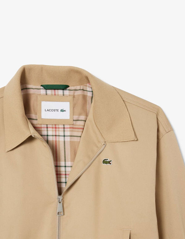 Chaqueta Lacoste de Tela de Gabardina Elástica Beige Mujer