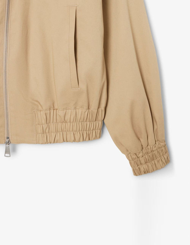 Chaqueta Lacoste de Tela de Gabardina Elástica Beige Mujer