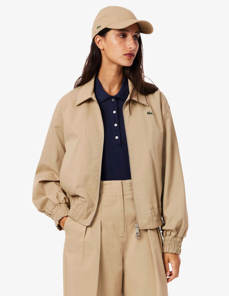 Chaqueta Lacoste de Tela de Gabardina Elástica Beige Mujer