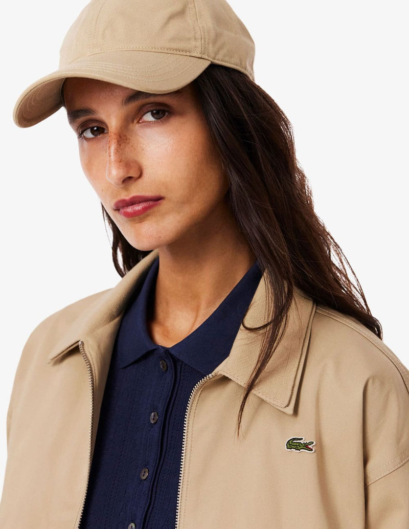 Chaqueta Lacoste de Tela de Gabardina Elástica Beige Mujer