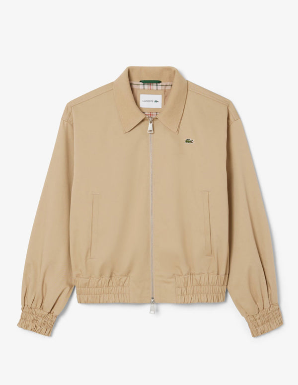 Chaqueta Lacoste de Tela de Gabardina Elástica Beige Mujer