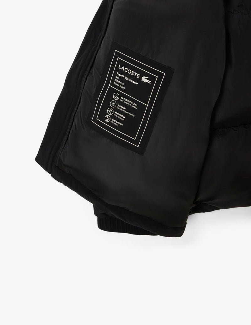 Plumas Lacoste Hidrófugo con Capucha Negro Hombre
