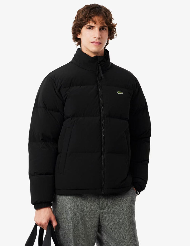 Plumas Lacoste Hidrófugo con Capucha Negro Hombre