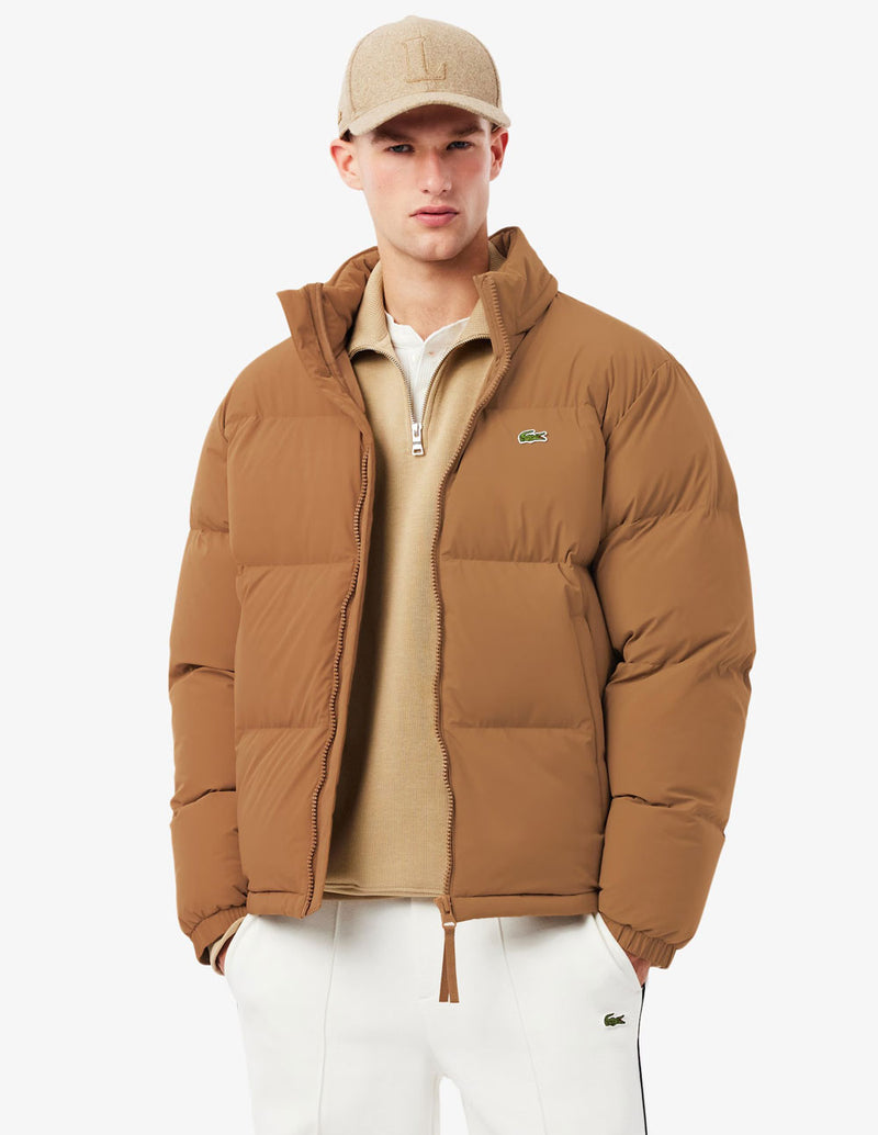 Plumas Lacoste Hidrófugo con Capucha Marrón Hombre