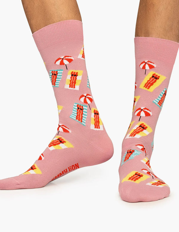 Jimmy Lion Bacon Beach Pink Unisex Socks