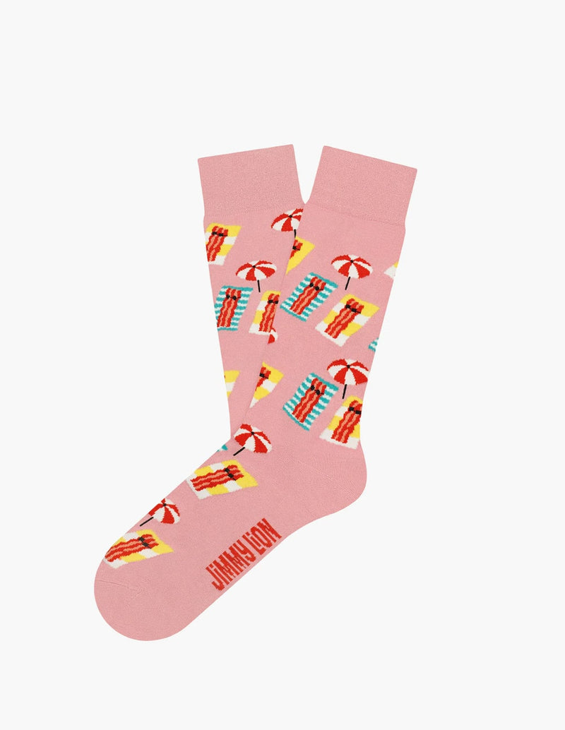 Jimmy Lion Bacon Beach Pink Unisex Socks