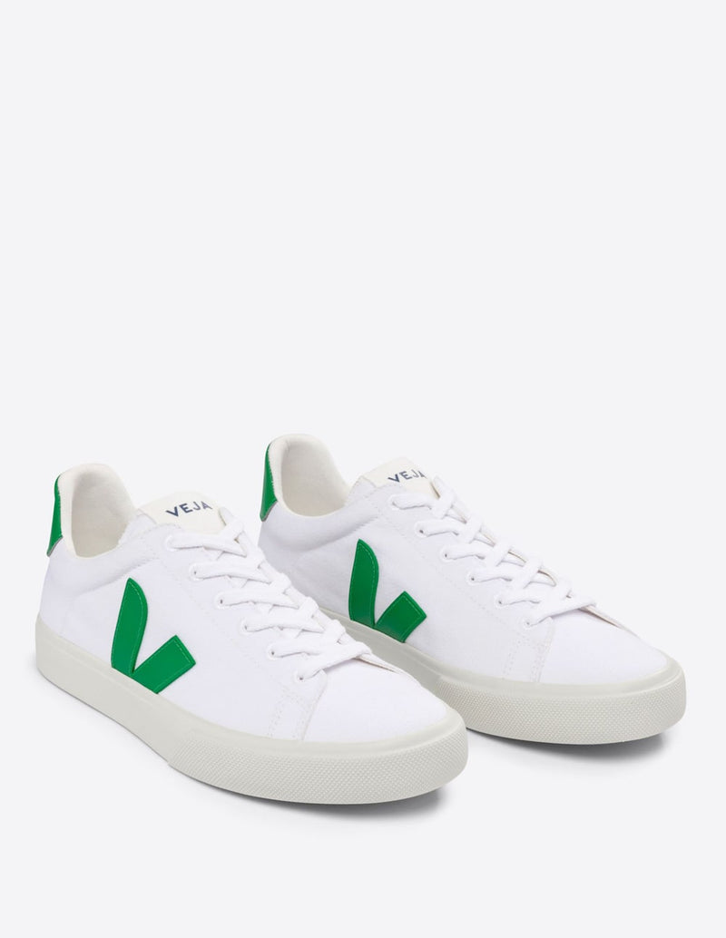 Veja Campo Canvas White and Green Unisex