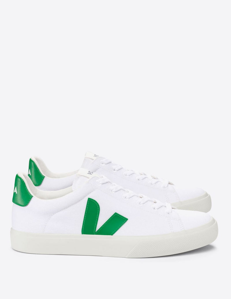 Veja Campo Canvas White and Green Unisex