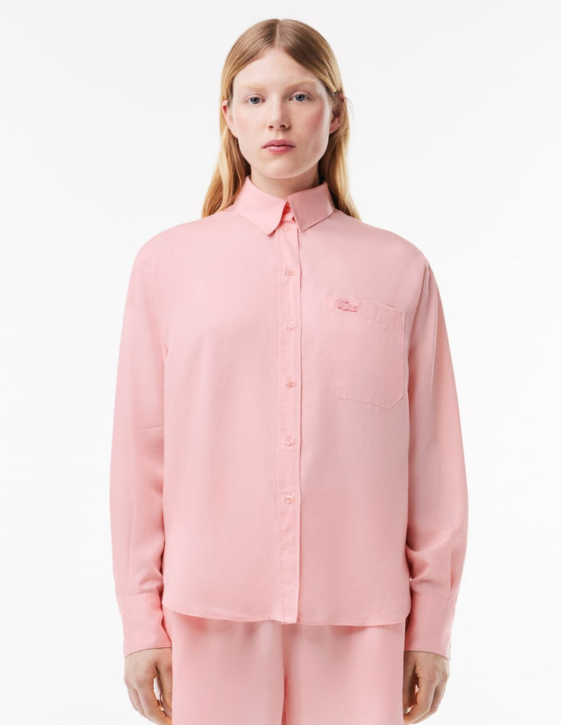 Camisa Lacoste de Lyocell Rosa Mujer