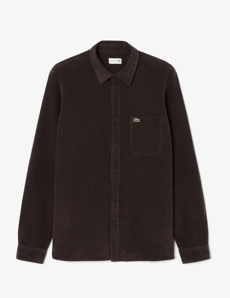 Camisa Lacoste de Pana Marrón Hombre