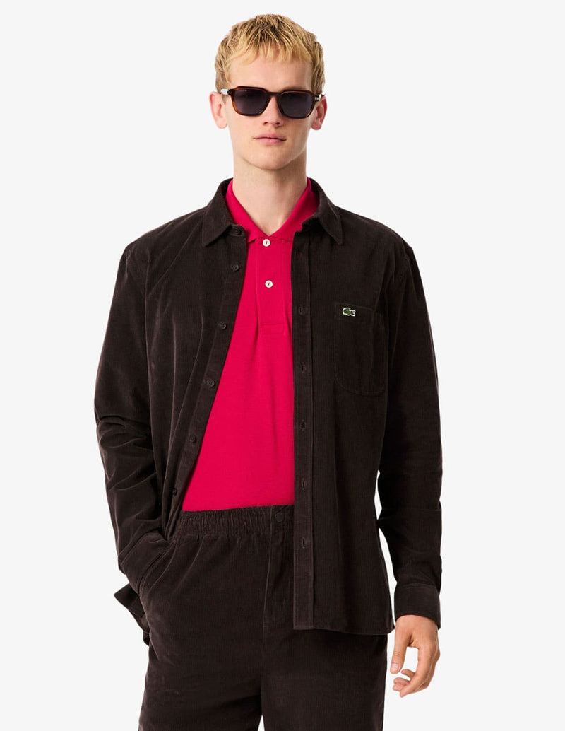 Camisa Lacoste de Pana Marrón Hombre