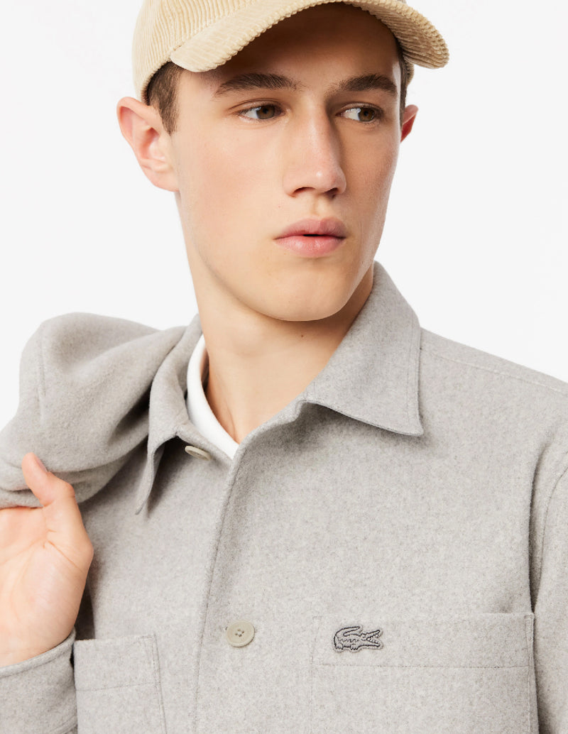 Chaqueta Lacoste de Franela Gris Hombre