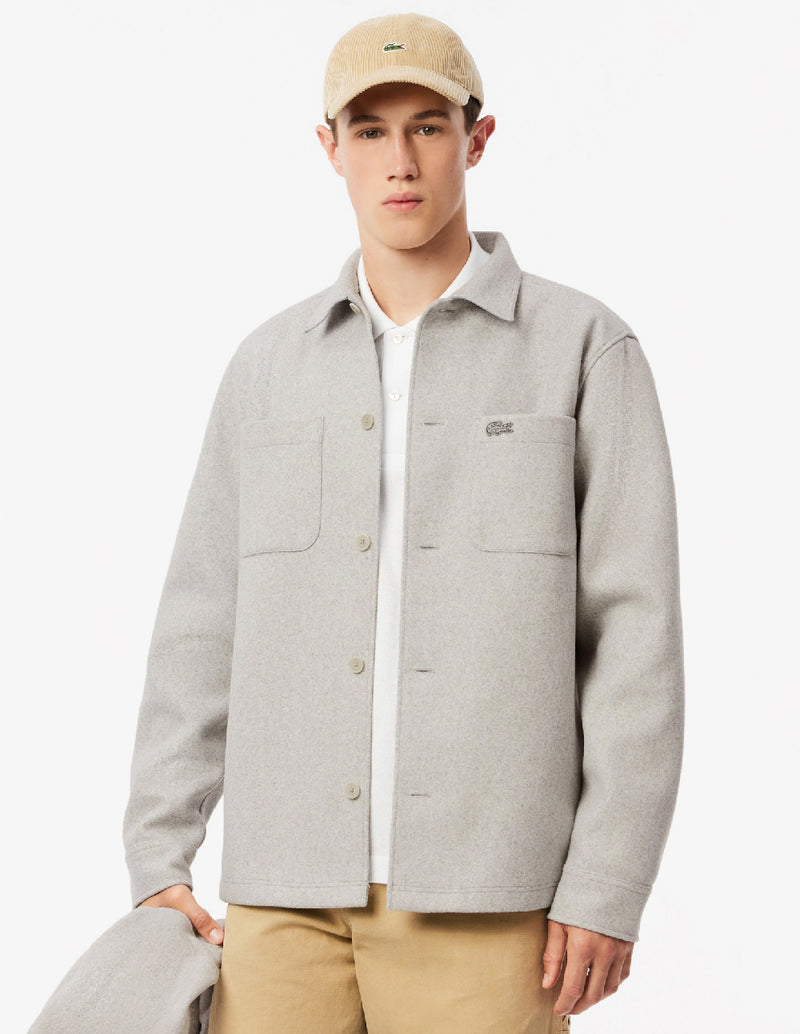 Chaqueta Lacoste de Franela Gris Hombre